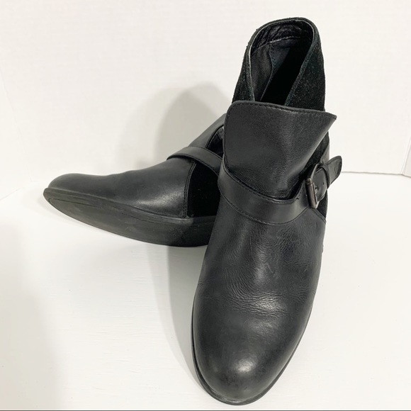 Franco Sarto Merit Leather and Suede Booties Adjustable Strap with Buckle Black - Picture 6 of 9